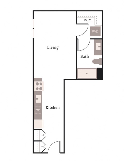 a floor plan of a 1 bedroom apartment